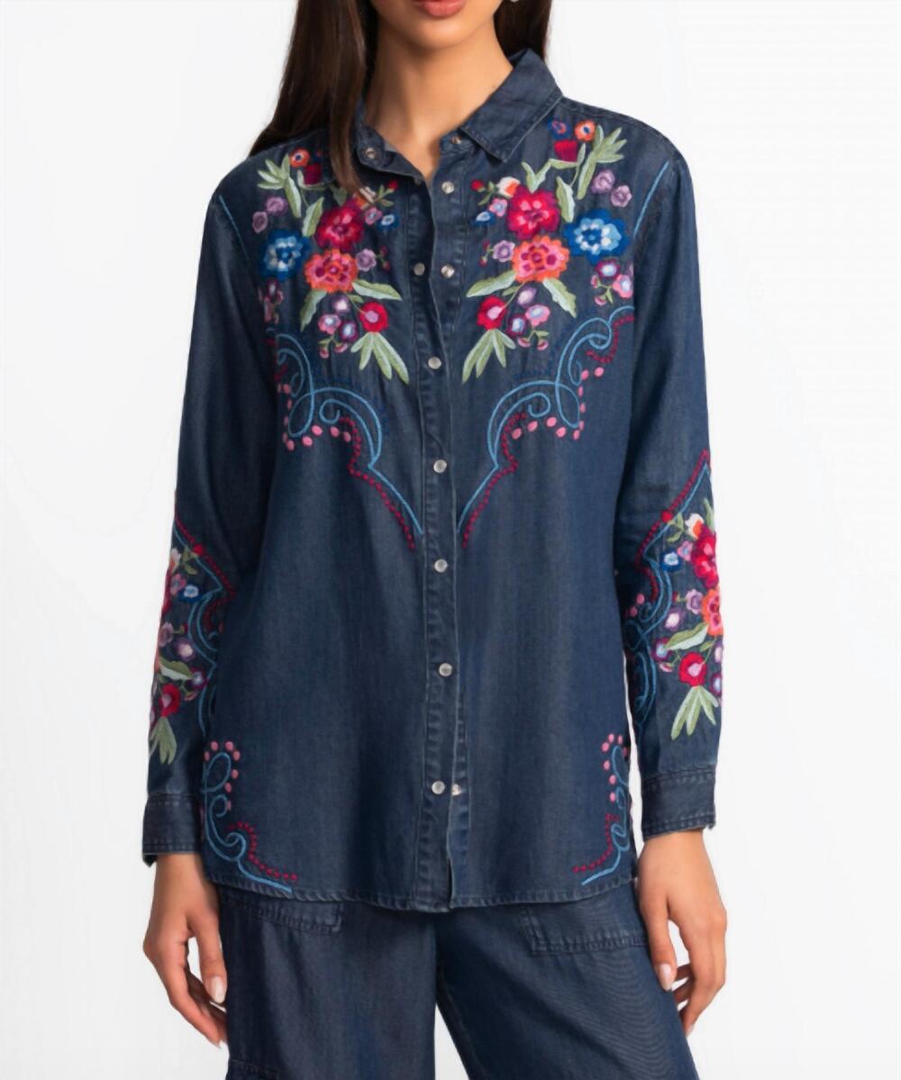 NEW JOHNNY WAS oversized shirt tunic in denim blue